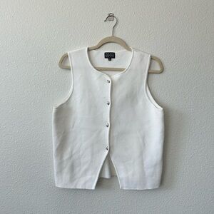White Button-Up Sweater Vest
